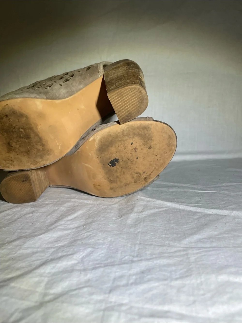 Jeffrey Campbell Quebec Taupe Suede Cutout Chunky Heel Sandal Booties 8